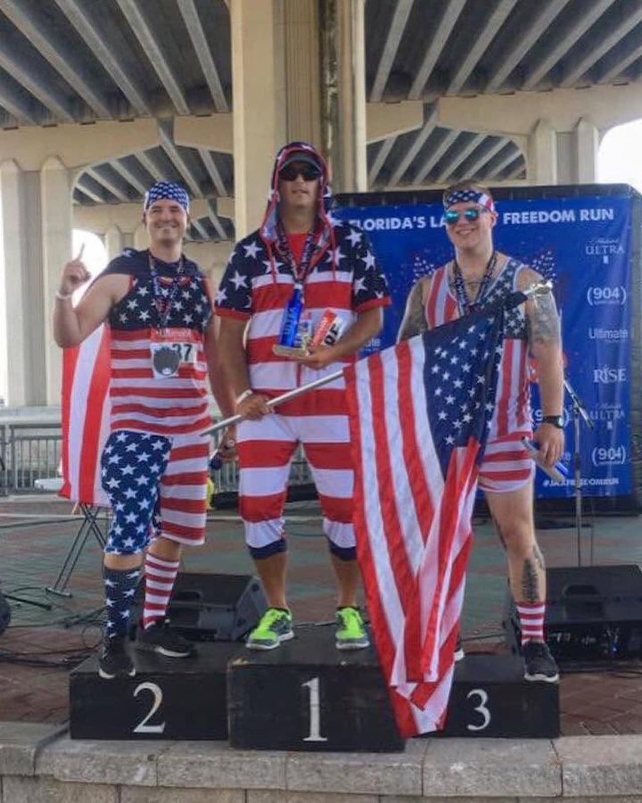 Runners in patriotic themed costumes
