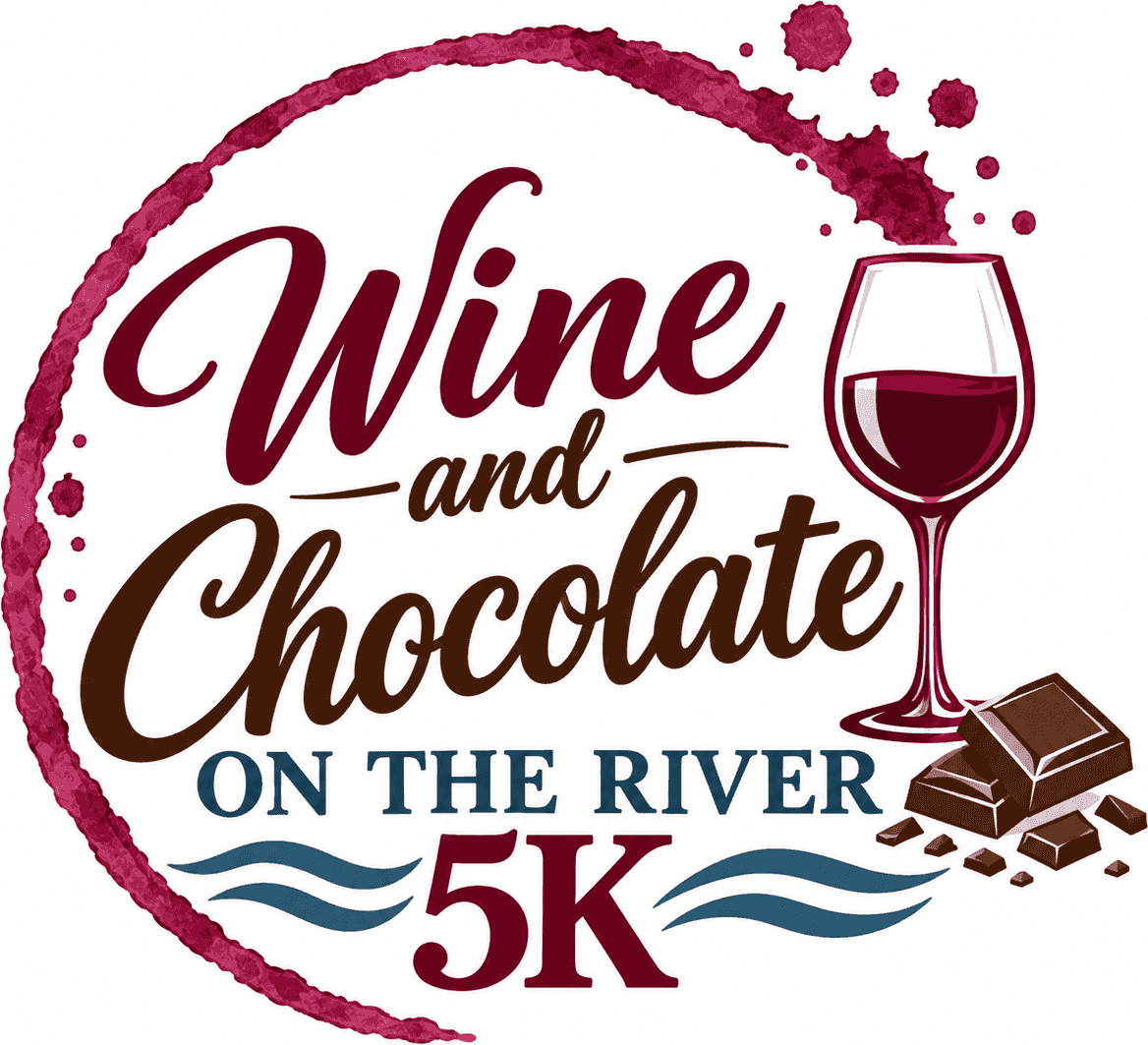 Wine and Chocolate on the River 5K logo